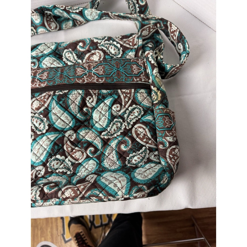 Marie By Giftcraft Paisley Shoulder Bag Turquoise Brown Quilted - Picture 3 of 16
